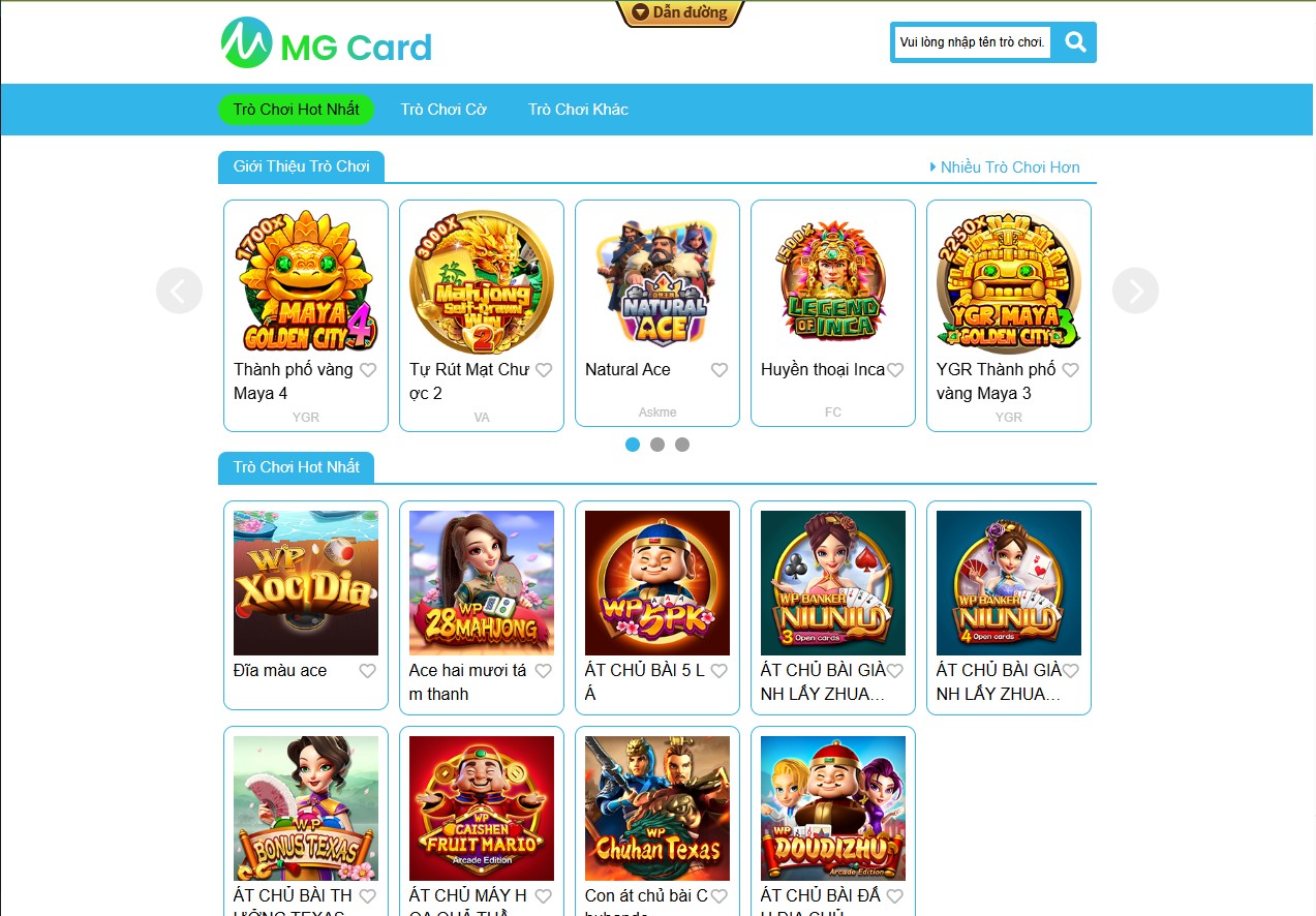 Sảnh Game Bài MG